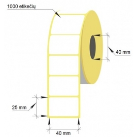 Lipnios etiketės, 1-40x25/40-1000 etik., Vellum, baltos sp.