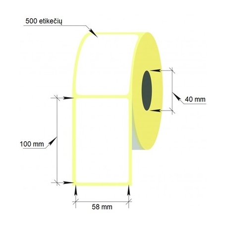 Lipnios etiketės, 1-58x100/40-500 etik., Thermal Eco, baltos sp.