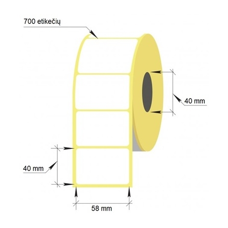 Lipnios etiketės, 1-58x40/40-700 etik., Thermal Eco, baltos sp.