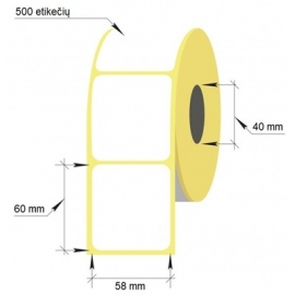 Lipnios etiketės, 1-58x60/40-500 etik., Thermal Eco, baltos sp.