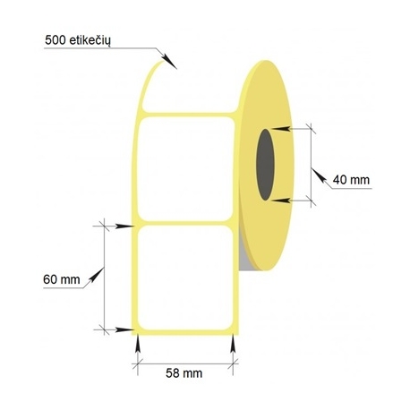 Lipnios etiketės 58x60/40 mm. 500 vnt., Thermal eco