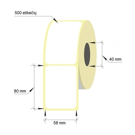 Lipnios etiketės, 1-58x80/40-500 etik., Thermal Eco, baltos sp.