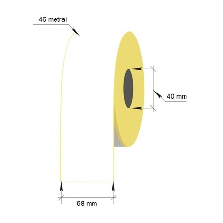 Lipni ištisinė etiketė svarstyklėms, 58mmx46m/40mm, Thermal Eco, baltos sp.