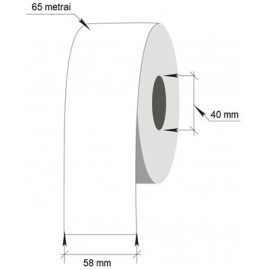 Lipni ištisinė etiketė svarstyklėms LINERLESS, 1-58x65m/40mm, Thermal Top, baltos sp.