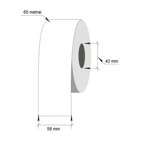 Lipni ištisinė etiketė svarstyklėms LINERLESS, 1-58x65m/40mm, Thermal Top, baltos sp.
