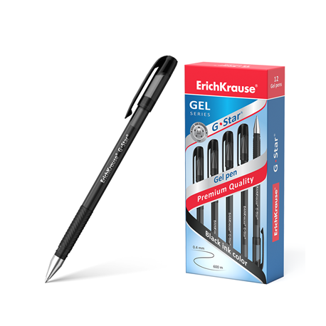 Gelinis rašiklis G-STAR, ErichKrause, storis 0.5mm, juodos sp.
