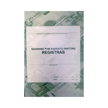 Gaunamų PVM sąskaitų-faktūrų registras A4, vertikalus, 48 lapų perrištas