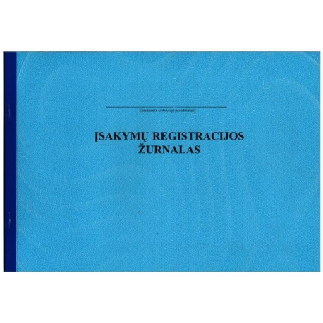 Įsakymų registravimo žurnalas A4, horizontalus, 12 lapų perrištas