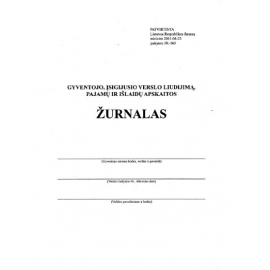 Gyventojo, įsigijusio verslo liudijimą, pajamų ir išlaidų apskaitos žurnalas, A5/36 l.