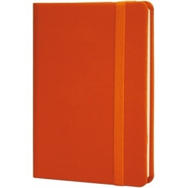 Užrašų knyga VIVELLA, Optima, A6, 128 lapai, 70gsm, linija, su skirtuku, vokeliu ir gumele, oranžinės sp. dirbt. odos viršelis