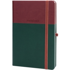 Užrašų knyga COMBI 7, Optima, A5, 128 lapai, 70gsm, linija, su skirtuku, vokeliu ir gumele, žalios/rudos sp.