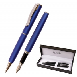 Rašiklių rinkinys: plunksnakotis + tušinukas ASTON, Cresco, matinės mėlynos sp. korpusas, dovanų dėžutėje