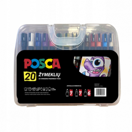 POSCA rinkinys, 20 žymeklių plastikinėje dėžutėje